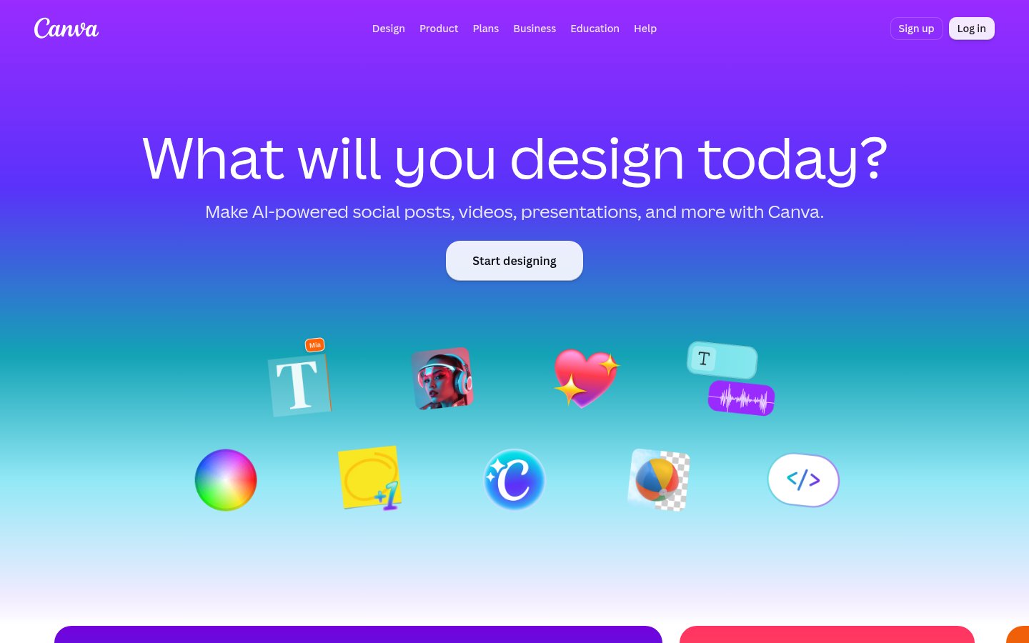 Canva homepage