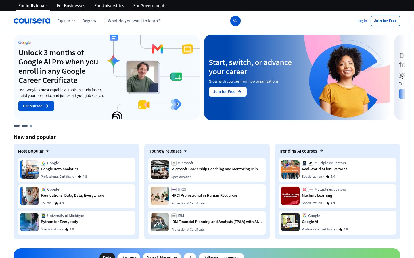 Coursera AI Coaching screenshot